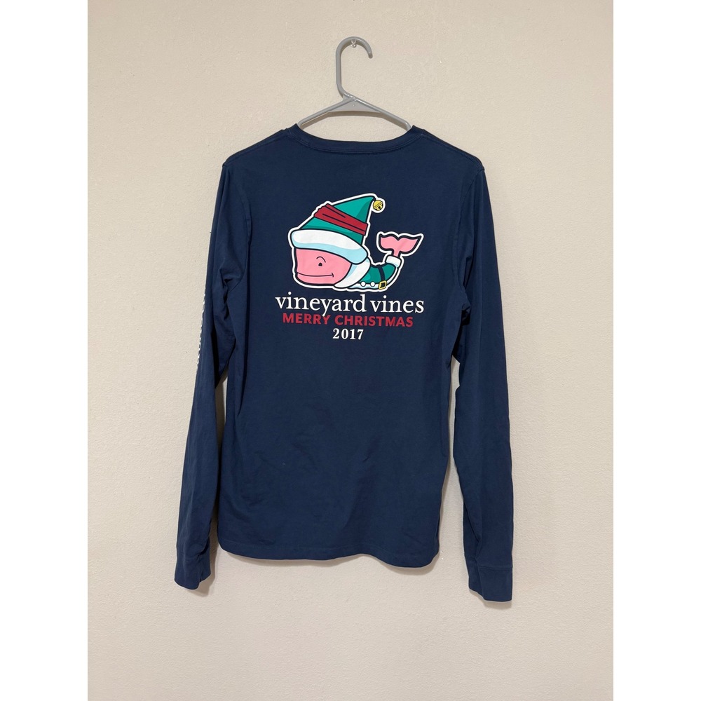 Vineyard Vines Pocket Tee Kids‎ XL Navy Merry Christmas 2017 Elf Whale Graphic